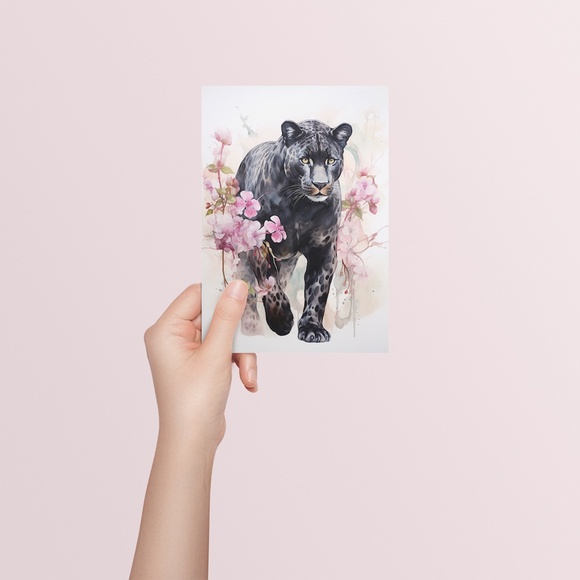 Watercolor Black Jaguar Wall Art Print Unframed - Majestic Jungle Elegance - Picture 5 of 6